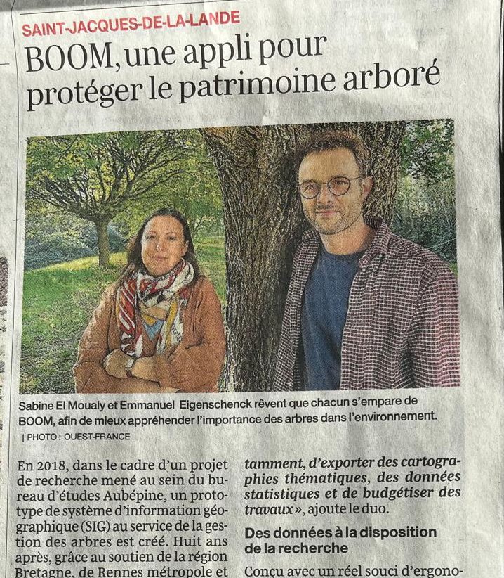 BOOM dans Ouest-France : une application pour protéger et gérer le patrimoine arboré